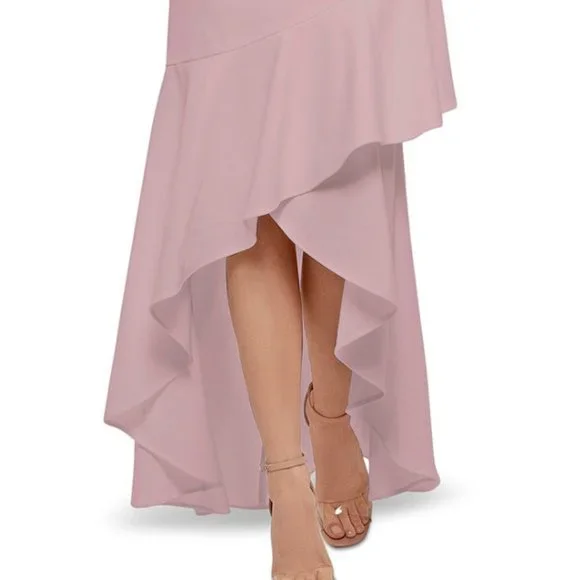 Betsy & Adam Womens Ruffled Sleeveless Cutout Halter Gown Dress Size 12 Keyhole - Picture 6 of 10